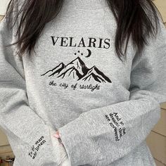 Velaris The City of Starlight Sweatshirt Acotar Sweatshirt, Velaris The City Of Starlight, The City Of Starlight, City Of Starlight, Bookish Merch, Sleeve Embroidery, Embroidery Hoodie, Book Clothes, Embroidery Gifts