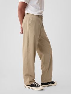 Modern Khakis in Baggy Fit with GapFlex | Gap Golf Pants Mens Outfit, Gap Straight Hem Workwear Bottoms, Gap Straight Hem Bottoms For Work, Khaki Pants Men Outfit, Gap Relaxed Fit Full Length Pants, Gap Relaxed Fit Full-length Pants, Gap Cotton Everyday Pants, Gap Full Length Relaxed Fit Pants, Everyday Cotton Gap Pants