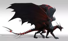 a black and red dragon with spikes on its back