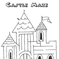 a castle coloring page with the words castle maze on it