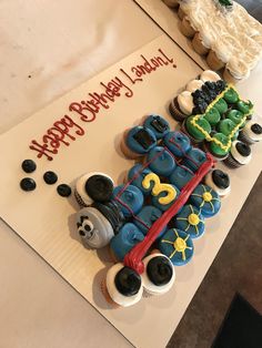 a birthday cake made to look like a train