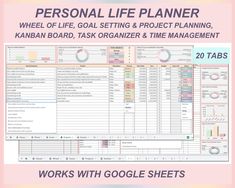 the personal life planner works with google sheets and tabs to help you organize your work