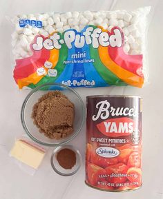 the ingredients needed to make an ice cream treat include marshmallows, sugar and chocolate