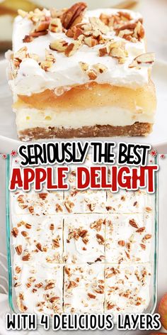 the cover of seriously the best apple delight with 4 delicious layers and no bake