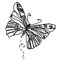 a black and white drawing of a butterfly