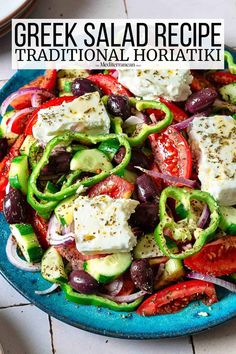 greek salad recipe traditional horiatiki with feta cheese and olives