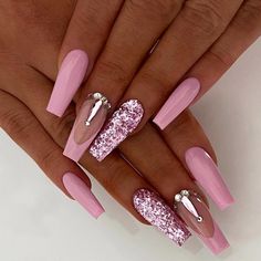 Ballet Nails, Nails For Women, Nagel Inspo, Pink Acrylic Nails, Nails Long, Classy Nails, Bling Nails, Fancy Nails, Best Acrylic Nails