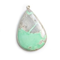 45x40mm Silver Bezeled Variscite Pear Pendant 1 bead - The Bead Traders Pear Pendant, Black Gold Chain, Pearl Shop, Rose Gold Beads, Labradorite Beads, Tourmaline Beads, Rare Gemstones, White Freshwater Pearl, Pearl Chain