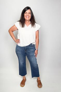 Experience vintage vibes in these Judy Blue high waisted, wide leg jeans. Designed exclusively, they provide a flattering fit and unlimited styling possibilities. Embrace a classic aesthetic with contemporary comfort. Embroidered back pocket adds a chic touch. When ordering online, we recommend you size down 1 size. High rise 93% cotton, 6% Polyester, 1% Spandex Care Instructions: Machine wash cold, do not bleach, tumble dry low, cool iron Recommend to size down 1 size Item# 88873 Model is 5'5" wearing size 27 High Waisted Wide Leg Jeans, Classic Aesthetic, Vintage Vibes, Wide Leg Jeans, Leg Jeans, Care Instructions, Wide Leg, High Rise, High Waisted