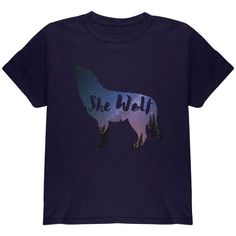 If you are a lone she-wolf, then this tee is perfect for you. This Animal World design is printed on a 100% cotton youth t-shirt, and features a wolf with a beautiful wildlife landscape in the outline with the words, "She Wolf".