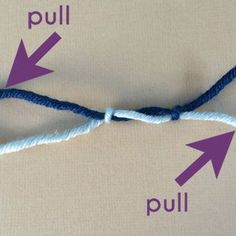 an image of the end of a rope with two arrows pointing to pull and pull