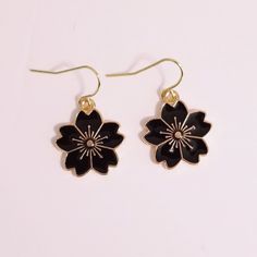 Black Floral Flower Earrings -Lightweight -Hypoallergenic -Lead And Nickel Free Buy 2 And Get 1 Pair Free Buy 3 And Get 2 Pairs Free Black Flower Earrings For Gift, Black Flower Earrings As Gift, Black Flower Shaped Earrings For Gift, Black Flower-shaped Earrings For Gift, Elegant Black Earrings For Spring, Spring Gift: Black Jewelry, Black Casual Jewelry For Spring, Casual Black Jewelry For Spring, Elegant Black Spring Jewelry