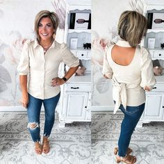 Let Me Adore You is a puff-shouldered collared blouse with a show-stopping open back. Perfect for the lady who loves to make an entrance, this 3⁄4 length sleeve, tie back top features a unique cut out design down the back - you'll be the life of any party in this artsy, tailored button down. 97% Polyester, 3% Spandex Want to view this on the *Live* Sizing & Styling Guide?! Watch it in the photo section above or by clicking here! *You will need to scan through to find this specific item o... Rachel Clark, Tie Back Top, Styling Guide, Collared Blouse, I Adore You, Adore You, Cut Out Design, The Lady, Tie Backs