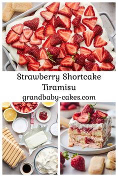 strawberry shortcake tirami with cream cheese and strawberries