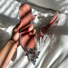 New Amina Muaddi Clear Pvc Slingback Pumps. New In Box. @Belensolisofficial Ig Amina Muaddi Shoes White, Clear Slingback Heels For Formal Occasions, Formal Clear Slingback Heels, Lace Up Sandal Heels, Muaddi Shoes, Amina Muaddi Begum, Amina Muaddi Heels, Amina Muaddi Shoes, Sparkly Pumps