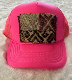 Kilim Trucker hat- handmade, upcycled from Turkish rug remnants, Handmade Trucker Hats For Festivals, Handmade Bohemian Trucker Hat, Bohemian Beach Baseball Cap, Bohemian Trucker Hat For Festivals, Handmade Multicolor Trucker Hat, Handmade Bohemian Adjustable Trucker Hat, Bohemian Beach Trucker Hat, Handmade Bohemian Snapback Hats, Handmade Trucker Cap