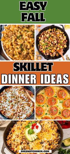 Fall dinner ideas photo collage. Easy One Skillet Meals, Fall Dinner Ideas, Easy Skillet Dinner, Pan Dishes, One Skillet Meals, Easy Skillet, Fall Nights, Skillet Dinners, Fall Dinner Recipes