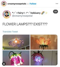 a tweet about flower lamps on twitter