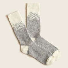 New With Tag J. Crew Cozy Fairisle Snowflake Wool Blend Socks 'Tis The Season...For Fun, Festive Socks, Like These Ones That Feature A Lambswool Blend And A Snowflake Design. Lambswool/Rayon/Nylon/Acrylic/Elastane. Machine Wash. Item Be450 #947/519a Animal Print Socks, Camp Socks, Wool Blend Socks, Leopard Print Boots, Thanksgiving Fashion, Baseball Socks, Holiday Socks, Trouser Socks, Dog Socks