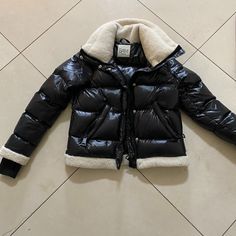 Brand New Condition Size Small Luxury White Outerwear For Cold Weather, Designer White Winter Outerwear, Black New York Jacket, Black Military Style Hooded Winter Jacket, Luxury White Puffer Outerwear, Black Puffer Jacket With Fur Hood, White Fur, Down Jacket, Bomber Jacket