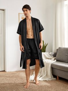 Night Outfits Sleep, Outfits Sleep, Sleep Outfit, Men Loungewear, Adventure Seeker, Mens Nightwear, Belted Robe, Sleep Clothes, Loungewear Outfits