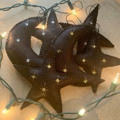 Handmade Star Themed Felt Ornaments Velvet Star Ornament, Felt Moon Ornaments, Felt Star Ornaments, Felt Moon, Felt Star, Themed Ornaments, Star Ornaments, Star Ornament, Felt Ornaments