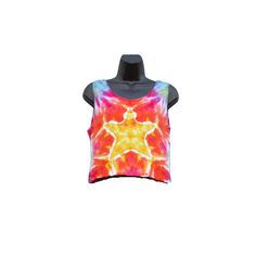 Tropical fruits and stars inspired these one of a kind STARFLOW tie dye crop tanks. They are lightweight and look great alone or layered. Big yellow star was tied on the middle of the tank with tropical rainbow tones flowing around it. Hand tied an incline ice dyed in a small batch of creations by Lila Moon. Snag one up for festival touring or those hot days at the beach or lakes, bound to turn some heads! This listing is for one (1) tank. Please check measurements before ordering. Any other ite Crop Tanks, Ice Star, Yellow Star, Tie Dye Leggings, Festival Clothing, Matching Leggings, Hippie Festival, Ice Dyeing, Tropical Fruits