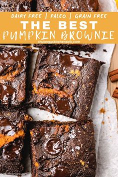 the best pumpkin brownie recipe is made with only three ingredients, and it's so good to eat