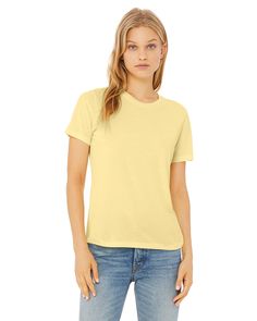 Ladies' Relaxed Triblend T-Shirt - PALE YELLOW TRIBLEND - S | Bella + Canvas 6413 Women's Relaxed Triblend T-Shirt in Pale Yellow Size Small Yellow Shirt, Team Blue, Pale Yellow, Sleeves (women), Black Charcoal, Men Short Sleeve, Bella Canvas, Shirts Tops, Relaxed Fit