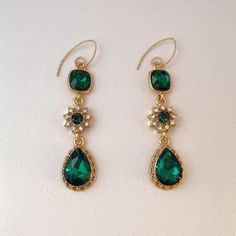 Elegant Green Crystal Long Dangle Drop Earrings for Women - Etsy Green Dangle Jewelry For Party, Green Dangle Party Jewelry, Glamorous Green Teardrop Jewelry, Green Crystal Teardrop Earrings, Green Teardrop Crystal Earrings, Green Dangle Evening Jewelry, Green Dangle Jewelry For Evening, Green Crystal Earrings For May Birthstone Party, Formal May Birthstone Crystal Drop Earrings