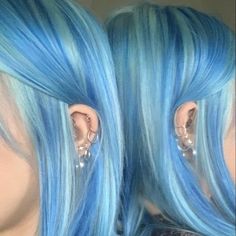 Blue Hair, Ear Piercings, Piercings, A Woman, Van, Blue