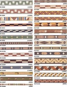 the different types of bracelets that are made from wood and leather, with measurements for each