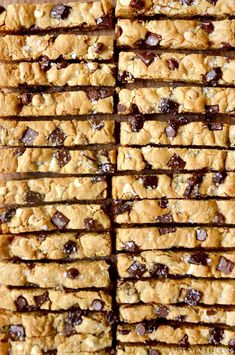 chocolate chip cookies stacked on top of each other