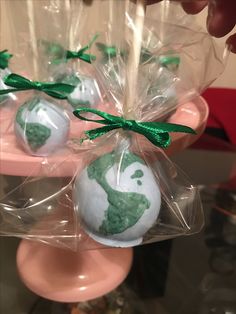 some green and white candies wrapped in plastic