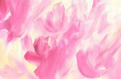 an abstract painting with pink and yellow colors