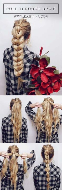 Best Hair Braiding Tutorials - Pull Through Braid Tutorial - Easy Step by Step Tutorials for Braids - How To Braid Fishtail, French Braids, Flower Crown, Side Braids, Cornrows, Updos - Cool Braided Hairstyles for Girls, Teens and Women - School, Day and Evening, Boho, Casual and Formal Looks http://diyprojectsforteens.com/hair-braiding-tutorials Braided Hair Tutorial, Fishtail Braid, Braided Hairstyles Tutorials, Short Hairstyle, Ponytail Hairstyles, Gorgeous Hair, Trendy Hairstyles, Diy Hairstyles