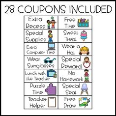 the printable coupons included for teachers to use