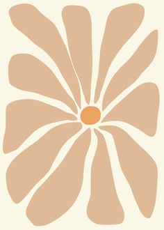 an orange and white flower on a beige background with the center surrounded by smaller petals