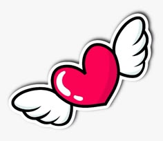 a heart with wings sticker on a white background