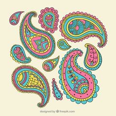 colorful paisley pattern on white background