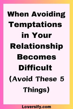 When avoiding temptations in your relationship becomes difficult, it's essential to stay mindful and proactive. Avoid these 5 pitfalls: neglecting boundaries, compromising values, lack of communication, spending excessive time apart, and not addressing underlying issues. Strengthen your commitment and trust by prioritizing honesty and mutual respect. #RelationshipAdvice #AvoidTemptations #HealthyBoundaries #CommunicationSkills #TrustBuilding Time Apart, Lack Of Communication, Relationships Goals, Mutual Respect