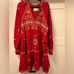 Anthropologie Tunic Dress Size: Xl Red, Orange, Black, White, Neon Yellow Anthropologie Dress, Anthropologie Dresses, Neon Yellow, Xl Dress, Orange Red, Tunic Dress, Orange Black, Colorful Dresses, Anthropologie