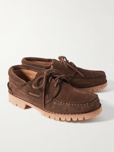 DESIGNED BY MR PORTER. Mr P.'s rugged ‘Caspian' boat shoes are crafted from supple suede and threaded with tonal laces. They rest on chunky Vibram rubber lug soles that provide plenty of traction. Brown Suede Moccasins With Vibram Sole, Rugged Suede Leather Shoes With Leather Sole, Casual Suede Lace-up Boat Shoes, Suede Boat Shoes With Rubber Sole And Round Toe, Suede Boat Shoes With Rubber Sole, Suede Boat Shoes With Leather Sole And Round Toe, Suede Boat Shoes With Leather Sole, Casual Boat Shoes With Vibram Sole And Round Toe, Brown Suede Boat Shoes With Textured Sole