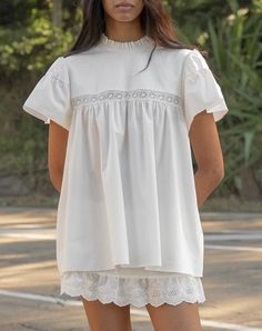 Cap Sleeve Babydoll Blouse - White - MY MUM MADE IT My Mum Made It, White Babydoll, Babydoll Blouse, Black Friday Sale, Long A Line, Resort Wear, Cap Sleeve, Made It, Stitch Fix