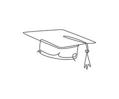 a black and white line drawing of a graduation cap with a tassel on it