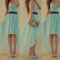 I love this dress! Aqua Prom Dress, Asymmetrical Prom Dress, High Low Prom Dress, Look Formal, Emo Outfits, Aqua Dress, Disney Outfits, Dress And Heels