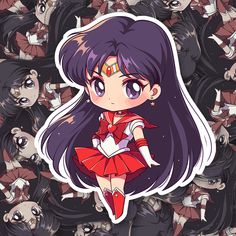 Chibi Sailor Mars Sticker - Turbo Vinyl Sailor Moon Rose Tuxedo Mask, Sailor Venus Mask, Sailor Moon Ring, Sailor Moon Meme, Sailor Moon Nails, Magic Drawing, Arte Sailor Moon, Sailor Moon Stars, Sailor Moon Fan Art