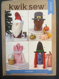 an image of the front cover of a sewing pattern for knick sew gnomes