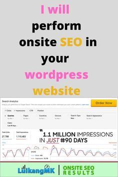 the words i will perform onsite seo in your wordpress website