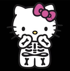 a hello kitty sticker is shown on a black background